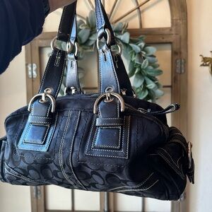 Coach Black Shoulder Bag with Silver Accents